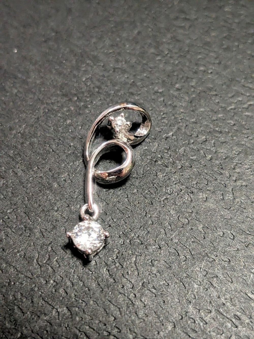 Dainty Sterling Silver 925 Floating Ribbon Charm Pendant